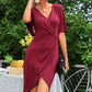 Flare Sleeve Surplice Tulip Hem Dress