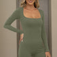 Square Neck Long Sleeve Active Romper