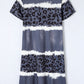 Leopard Color Block V-Neck Short Sleeve Dress