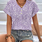 Printed V-Neck Short Sleeve Blouse