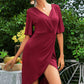 Flare Sleeve Surplice Tulip Hem Dress