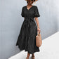 Printed V-Neck Flutter Sleeve Belted Dress