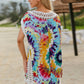 Openwork Printed Round Neck Cover Up