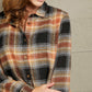 Plaid Side Slit Curved Hem Shirt