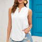 Eyelet Notched Sleeveless Top