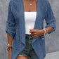 Eyelet Roll-Tab Sleeve Cardigan