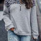 Leopard Half-Zip Dropped Shoulder Sweatshirt