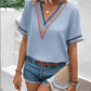 Full Size V-Neck Short Sleeve Blouse