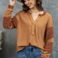 Notched Neck Waffle-Knit Blouse