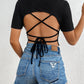 Honey Backless Round Neck Short Sleeve T-Shirt