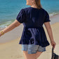 Plus Size Peplum V-Neck Short Sleeve Blouse