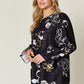 Double Take Full Size Printed Flounce Sleeve Blouse