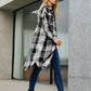 Plaid Pocketed Button Up Trench Coat