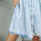 Button Up Flounce Sleeve Denim Dress