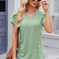 Decorative Button V-Neck Short Sleeve T-Shirt