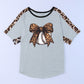 Leopard Bow Round Neck Half Sleeve T-Shirt