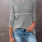 Cutout Round Neck Long Sleeve T-Shirt