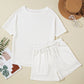 Round Neck Short Sleeve Top and Drawstring Shorts Set