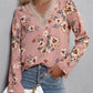 Printed V-Neck Long Sleeve Blouse