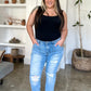 Judy Blue Full Size Distressed Straight Jeans with Patch Pockets