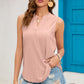 Eyelet Notched Sleeveless Top