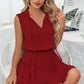 Frill Trim Tie Neck Sleeveless Mini Dress