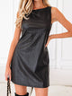 Vegan Leather Sleeveless Mini Dress Black