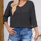 Lovelet Textured Round Neck Three-Quarter Sleeve Blouse