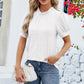 Frill Mock Neck Short Sleeve Eyelet Blouse