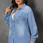 Plus Size Button Up Pocketed Denim Top