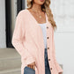 Ribbed Button Up Long Sleeve Cardigan