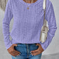 Eyelet Round Neck Long Sleeve Top