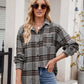 Mandy Pocketed Plaid Collared Neck Long Sleeve Shirt