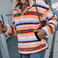 Striped Quarter Zip Dropped Shoulder Sweatshirt