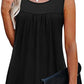 Round Neck Wide Strap Ruched Tank