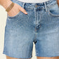 Judy Blue Full Size High Waist Rhinestone Decor Denim Shorts