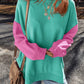 Contrast Round Neck Long Sleeve Sweatshirt