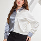 Plus Size Two-Tone Long Sleeve Shirt