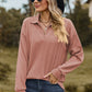 Johnny Collar Dropped Shoulder Blouse