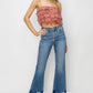 RISEN High Waist Raw Hem Flare Jeans