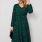 Printed Surplice Neck Long Sleeve Dress