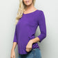 Celeste Full Size Three Quarter Sleeve V-Neck T-Shirt