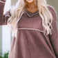 V-Neck Dropped Shoulder Long Sleeve T-Shirt