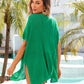 Slit V-Neck Short Sleeve Cover Up