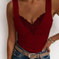 Full Size Lace Detail Sweetheart Neck Tank