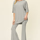 Double Take Full Size Round Neck Drop Shoulder T-Shirt and Flare Pants Set