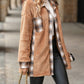 Plaid Contrast Dropped Shoulder Coat