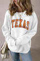 TEXAS Round Neck Dropped Shoulder Sweatshirt White