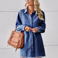 Raw Hem Button Up Denim Dress