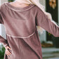 V-Neck Dropped Shoulder Long Sleeve T-Shirt